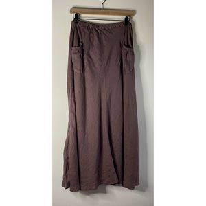 CP Shades Brownish Purple 100% Linen Maxi Skirt Size M Pockets/Bias